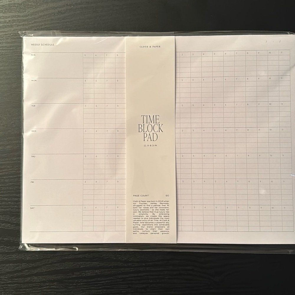 NWT Cloth & Paper Time Block Pad